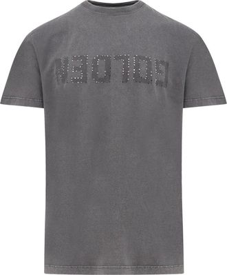 Golden Goose T-Shirts, male, Gray, XL, Printed Logo Crew Neck T-shirt Grey