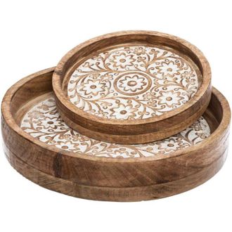 Atmosphera Set De 2 Bandejas De Madera ritual, 34,5x6,5 Cm- Multicolor - Multicolor - Atmosphera