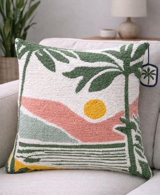 Vibhsa Sunset at the Beach Cotton Needle-Punch Decorative Pillow, 20 x 20