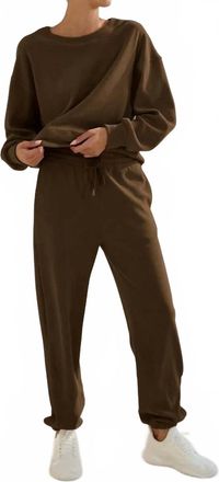Yelete Corduroy Lounge Set In Brown