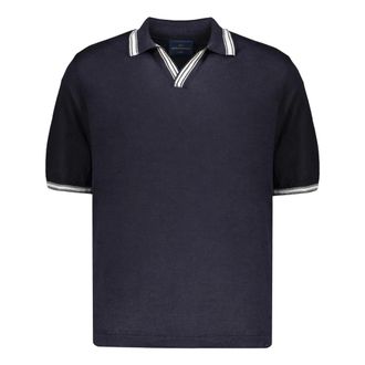 Paul & Shark Paul & Shark, Polo Shirts, male, Blue, Size: 2XL Linen Polo Shirt