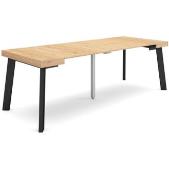 Skraut Home Mesa Consola Extensible, Mesa Comedor Plegable, 220, Para 10 Comensales, Patas De Madera, Estilo Moderno, Roble - Skraut Home