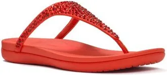 FitFlop Solay Mixed-Crystal Toe-Post Sandals in Cherry Tomato at Nordstrom, Size 10