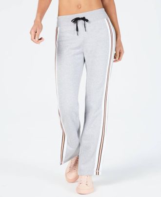 Calvin Klein Activewear Performance Striped Slit Leg Pants In Gray