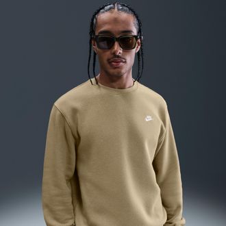 Nike Mens Club Fleece Crew in Brown | FN3886-297