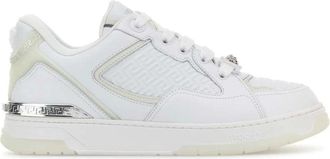 Versace Schoenen, Heren, Wit, 44 EU, Witte Leren Heren Sneakers
