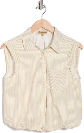 Democracy Cap Sleeve Bubble Hem Cotton Seersucker Top in Walnut Multi at Nordstrom Rack, Size X-Small