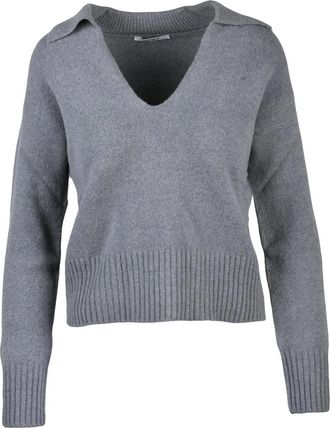 KANGRA V-Neck Knit Sweater With Ribbed Detail And Enhanced Stretch
