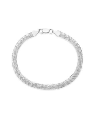 Sterling Forever Rhodium Plated Flat Link Chain Bracelet