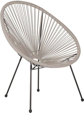 Beliani Beliani - Modern Accent Chair Round Light Grey pe Rattan Steel Living Room Acapulco ii