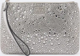 Valentino Garavani VLogo Swarovski-embellished leather pouch