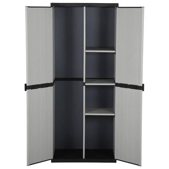 Berkfield Home Garden Storage Cabinet with 3 Shelves Grey&Black 68x40x168 cm in Grey | Size: 68 x 40 x 168 cm