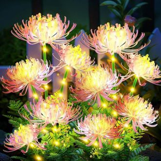 OEM Juego De 2 Luces Solares Exteriores Con Forma De Flor, Resistentes Al Agua Ip65, Para Decoraci&oacute;n De Jard&iacute;n