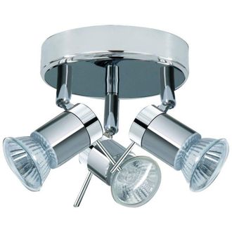 Searchlight Searchlight Aries - Faretto a soffitto da bagno orientabile 3 luci argento satinato, cromo IP44, GU10