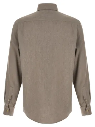 Brunello Cucinelli Herringbone Cotton-Blend Shirt - Taupe