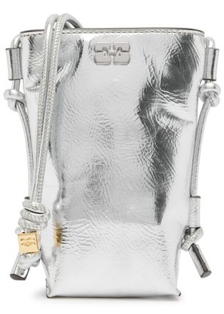Ganni Bou Metallic Leather Cross-body bag - Silver - One Size