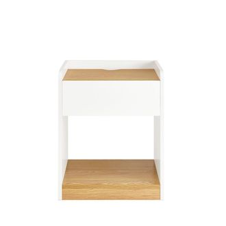 SoBuy Sobuy - Mesa Auxiliar Mesita De Noche Con 2 Estantes Abierto Mesita Para Sal&oacute;n Comedor Dormitorio 45 X 40 X 55 Cm Blanco Y Madera Fbt128-wn Es
