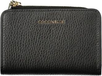 Coccinelle Metallic Soft Leren Portemonnee met Drie Compartimenten - Dames - Portefeuilles - Zwart - ONE Size - Leer - Accessoires
