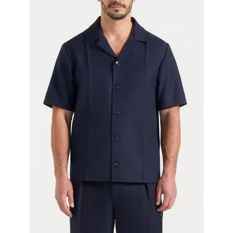 Mani&egrave;re De Voir Felix Tailored Shirt in Navy at Nordstrom, Size X-Small
