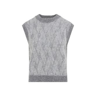 PESERICO Grey Knitted Mock Collar Sweater