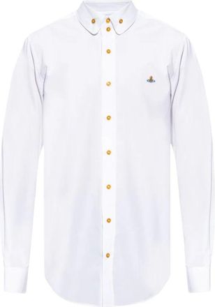 Vivienne Westwood Two Button Krall Shirt - Heren - Casual Overhemden - Wit - XL - Katoen - Overhemden
