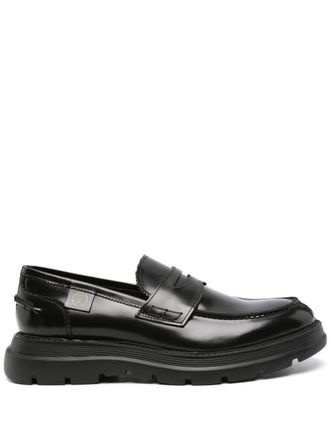 Giuliano Galiano Freddie penny-slot leather loafers - men - Calf Leather/Rubber/Calf Leather - 40 - Black