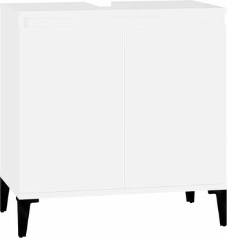 vidaXL Armario Para Lavabo Madera Contrachapada Blanco 58x33x60 Cm Vidaxl
