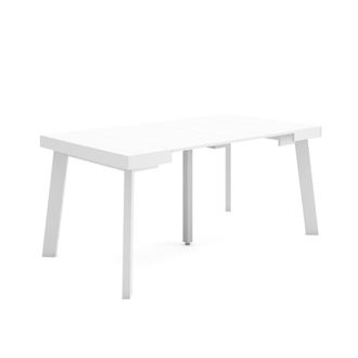 Skraut Home Mesa Consola Extensible, Mesa Comedor Plegable, 160, Para 8 Comensales, Patas De Madera, Estilo Moderno, Blanco - Skraut Home