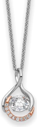 Diamond2Deal Sterling Silver Rose-tone CZ Warm Embrace Necklace 18