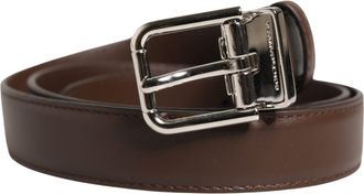 Dolce & Gabbana Mens Men Brown Classic Leather Metal Buckle Mens Belt (Pre-Owned)