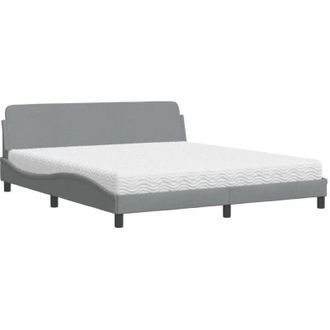 vidaXL Cama Con Colch&oacute;n Dover De Tela Gris Claro 180x200 Cm Vidaxl