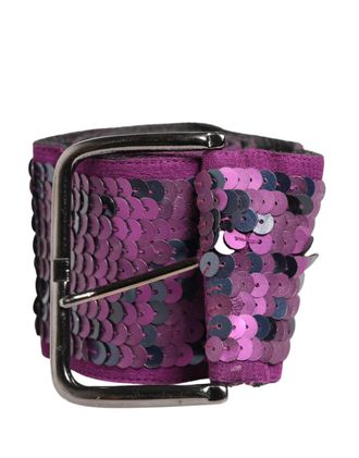 Gianfranco Ferre Women Sequined Metal Buckle Womens Belt