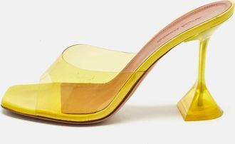 Amina Muaddi Yellow Pvc Lupita Slide Sandals