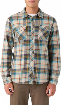 O'Neill Glacier Plaid Fleece Overshirt In Khaki
