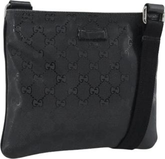 Gucci Pre-owned GG Canvas Crossbody Bag - Dames - Vintage Schoudertas - Zwart - ONE Size - Leer - Vintage