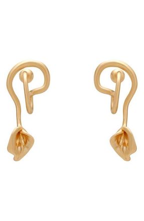 Cult Gaia Calla Wavy Brushed Statement Drop Earrings in Brushed Brass at Nordstrom
