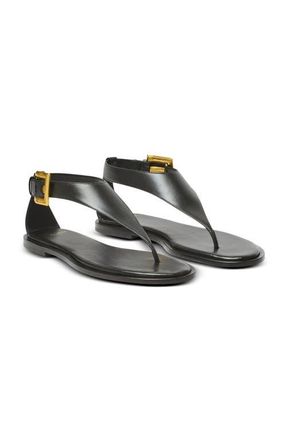 Balmain Anthem flat toe-post sandals in lambskin leather in Black at Nordstrom, Size 38