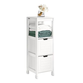 SoBuy Mueble Columna De Ba&ntilde;o, Armario Para Ba&ntilde;o - 1 Estante Y 2 Cajones Blanco Frg127-w Sobuy Es