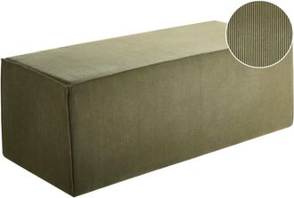 Beliani Beliani - Puf Tapizado Moderno De Pana Reposapi&eacute;s Decorativo Estampado Liso Verde Oscuro Vinita