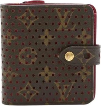 Louis Vuitton Pre-owned Wallets, female, Brown, Size: ONE SIZE Pre-owned Monogram Perforated Compact Zip Wallet