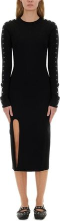 Stella McCartney Midi-jurk met split - Dames - Casual kleedjes - Zwart - S - Polyester - Kleedjes