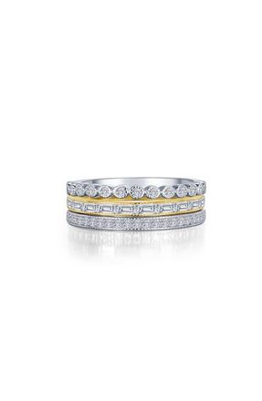 Lafonn Set of 3 Simulated Diamond Stackable Rings in Gold/Silver at Nordstrom, Size 6