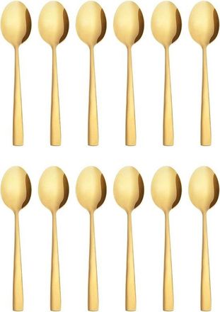 No Brand Juego De 12 Cucharillas De Caf&eacute; De Acero Inoxidable Dorado (20,5 Cm), Elegantes Cucharillas De T&eacute; Con Acabado Pulido Espejo, Cubiertos Resistentes A L