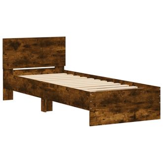 vidaXL Estructura De Cama Cabecero Luces Led Roble Ahumado 90x190 Cm Vidaxl