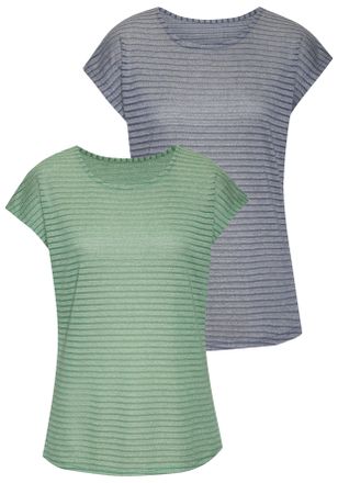Vivance Kurzarmshirt VIVANCE mit Streifenoptik, Damen, Gr. 36/38, bunt (gr&uuml;n, navy), Stoff, Obermaterial: 65% Polyester, 35% Viskose, gestreift, bequem normal
