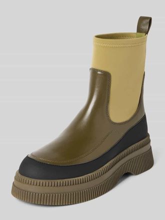 Marc Cain Chelsea Boots mit Logo-Applikation in Khaki, Gr&ouml;&szlig;e 39