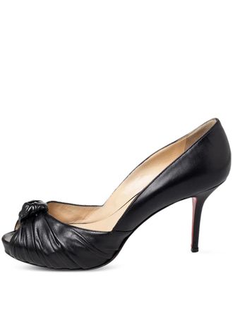 Christian Louboutin 2024 ruched knotted pumps - women - Leather/Leather/Leather - 39 - Black