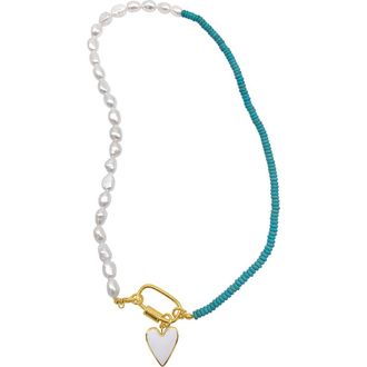 Adornia Turquoise & Freshwater Pearl Necklace in Blue at Nordstrom Rack
