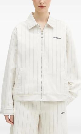 adidas pinstripe zip-up jacket - White