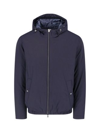 Herno Blue Technical Fabric Hooded Jacket